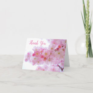 Pink Cherry Blossom Floral Thank You Notes