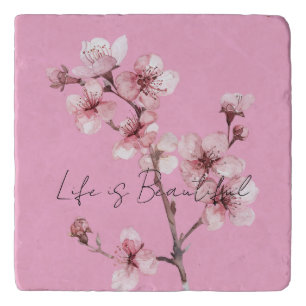 Pink Cherry Blossom Floral Trivet