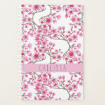 Pink Cherry Blossom Floral Watercolor Monogram Planner<br><div class="desc">This elegant, artsy, and girly floral pattern is perfect for the summer or spring season. It features hand-painted blush pink, berry pink, bright red, and dusty brown Japanese cherry blossom flowers, blooms, and branches on top of a simple white background. It's pretty, modern, sweet, unique, trendy, and original. Stylize with...</div>