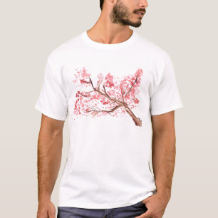 Pink cherry blossom floral watercolor sakura T-Shirt