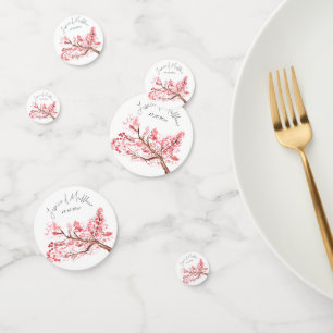 Pink Cherry Blossom floral Watercolor Weddings Confetti