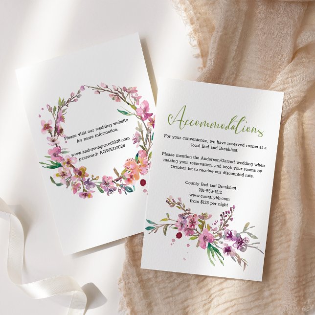 Pink Cherry Blossom Floral Wedding Enclosure Card (Creator Uploaded)