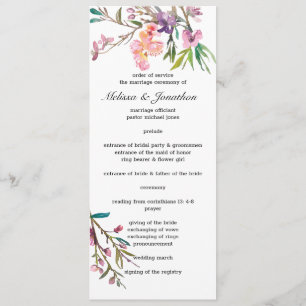Pink Cherry Blossom Floral Wedding Program