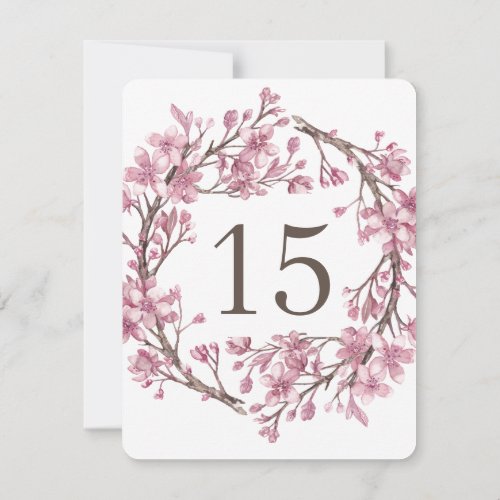 Pink cherry blossom Floral wedding Table numbers