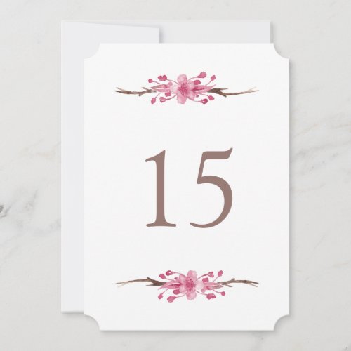 Pink cherry blossom Floral wedding Table numbers
