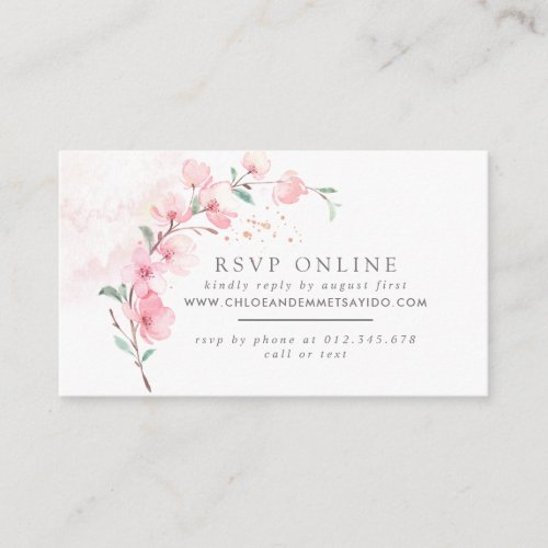 Pink Cherry Blossom Floral Wedding Website RSVP Enclosure Card