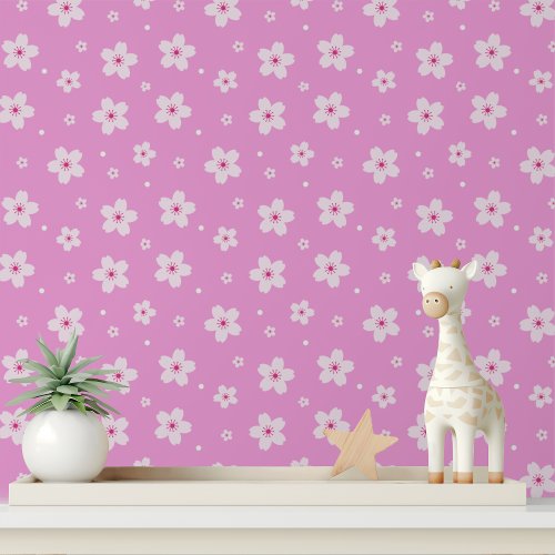 Pink Cherry Blossom Flower Floral Pattern Wallpaper
