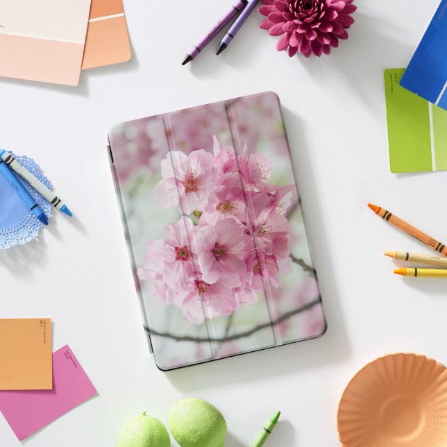 Pink Cherry Blossom Flower, Nature Photography iPad Pro Cover (Desk)