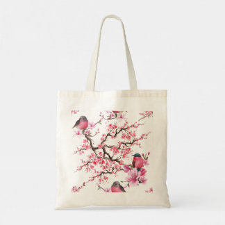 Pink Cherry Blossom Flower Pattern Tote Bag