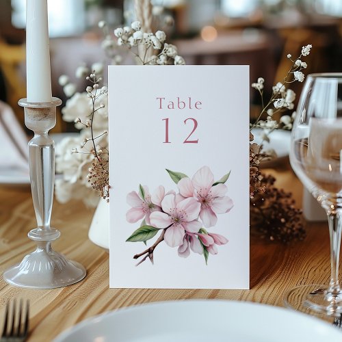 Pink cherry blossom flower Table Number table sign