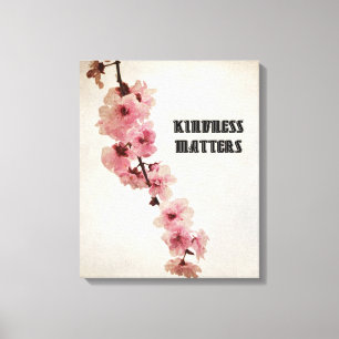 Pink Cherry Blossom Flowers Kindness Canvas Print
