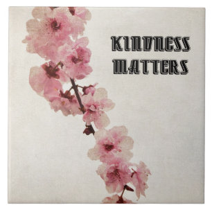 Pink Cherry Blossom Flowers Kindness Tile