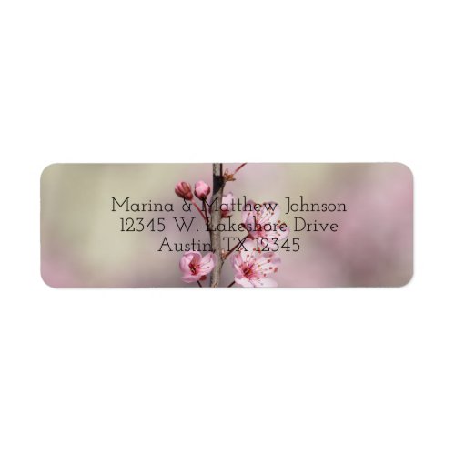 Pink Cherry Blossom Flowers Label