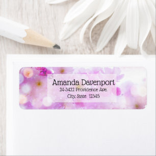 Pink Cherry Blossom Flowers Photo Address Label