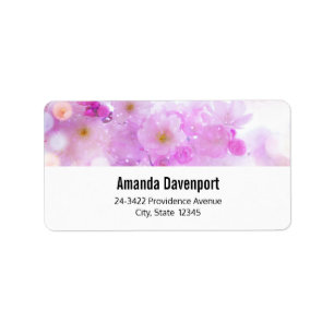 Pink Cherry Blossom Flowers Photo Address Label