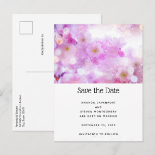 Pink Cherry Blossom Flowers Photo Announcement Postcard