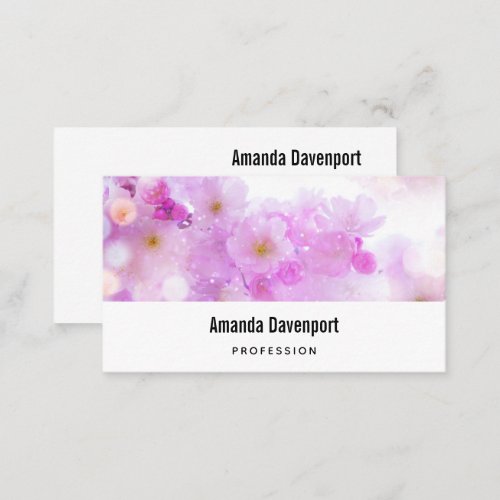 Pink Cherry Blossom Flowers Photo Business Card