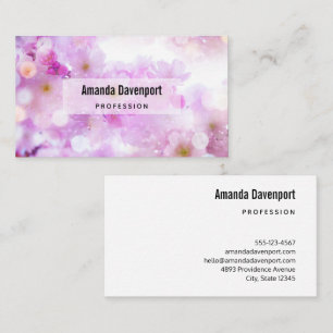 Pink Cherry Blossom Flowers Photo Business Card