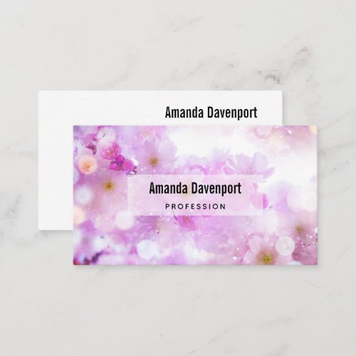 Pink Cherry Blossom Flowers Photo Business Card