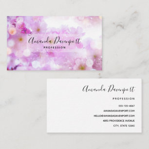 Pink Cherry Blossom Flowers Photo Business Card