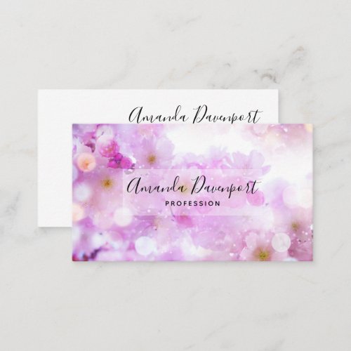 Pink Cherry Blossom Flowers Photo Business Card