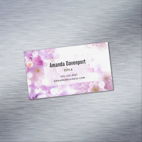 Pink Cherry Blossom Flowers Photo Business Card Magnet