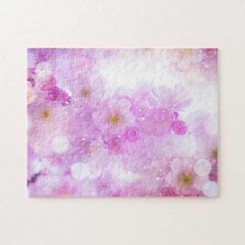 Pink Cherry Blossom Flowers Photo Jigsaw Puzzle