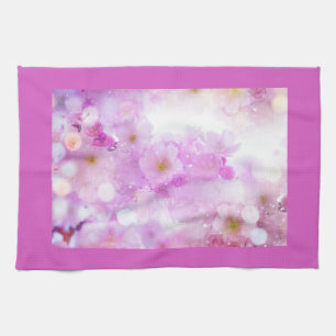 Pink Cherry Blossom Flowers Photo Kitchen Towel