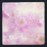 Pink Cherry Blossom Flowers Photo Stone Coaster<br><div class="desc">A stone coaster with a beautiful photograph featuring pink cherry blossoms. Dreamy image with bokeh lights and sparkles.</div>