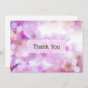 Pink Cherry Blossom Flowers Photo Thank You Card