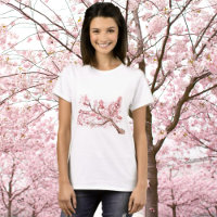 Pink cherry blossom flowers watercolor oriental T-Shirt