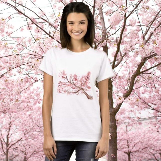 Pink cherry blossom flowers watercolor oriental T-Shirt (Creator Uploaded)