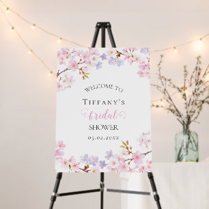 Pink Cherry Blossom Garden Bridal Shower Welcome Foam Board