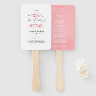 Pink Cherry Blossom Geometric Spring Wedding Hand Fan