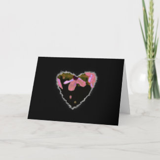 Pink Cherry Blossom Heart Valentine Love Romance Holiday Card
