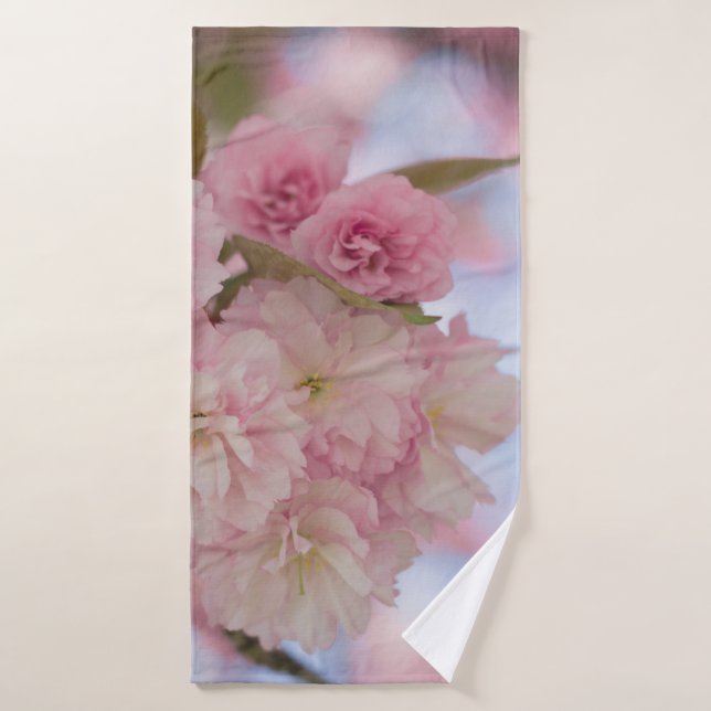 PINK CHERRY BLOSSOM IN CLOSE UP PHOTOGRAPHY BATH TOWEL (Bath Towel)
