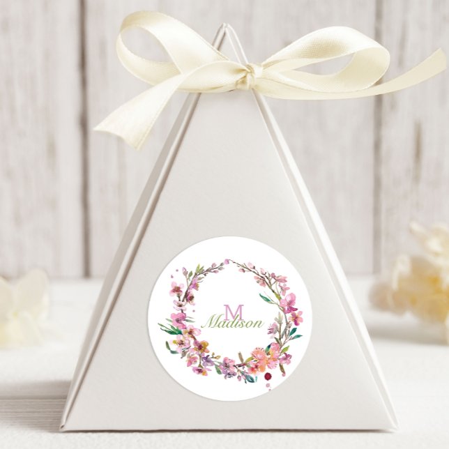 Pink Cherry Blossom Initial Monogram Trinket Trays (Creator Uploaded)