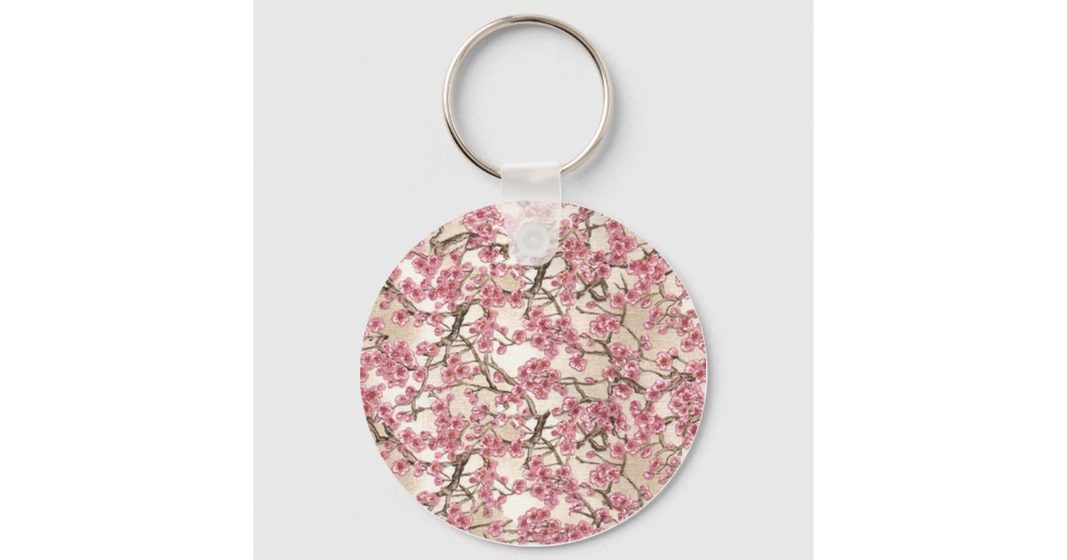 Pink Cherry Blossom Keychain Zazzle