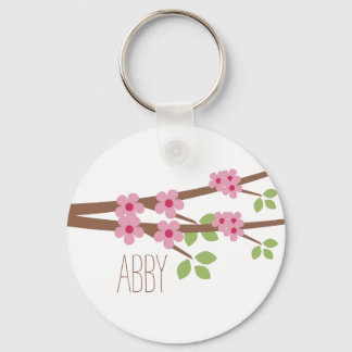 Pink Cherry Blossom Keychain - Personalize