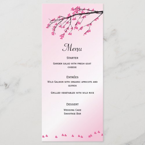 Pink Cherry Blossom  Menu Card