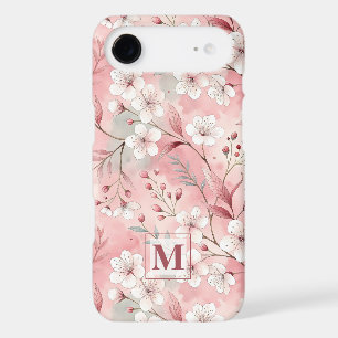Pink cherry blossom monogram iPhone 17 air case