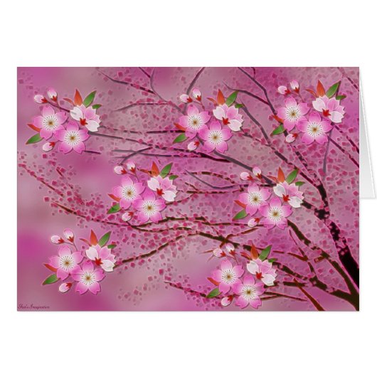 Pink Cherry Blossom Origami Art Cards (Front Horizontal)