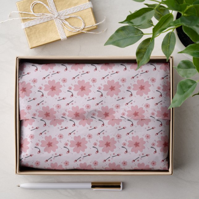 Pink Cherry Blossom Pattern Tissue Paper (Gift)