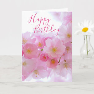 Pink Cherry Blossom Personalized Birthday Card
