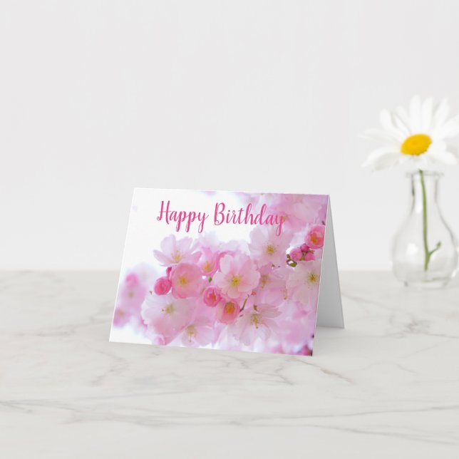 Pink Cherry Blossom | Personalized Birthday Card (Small Plant)