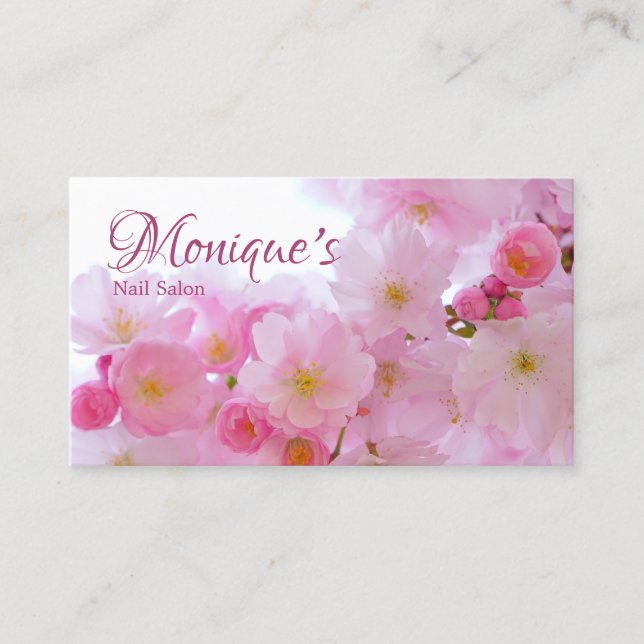 Pink Cherry Blossom Personalized Business Card (Front)