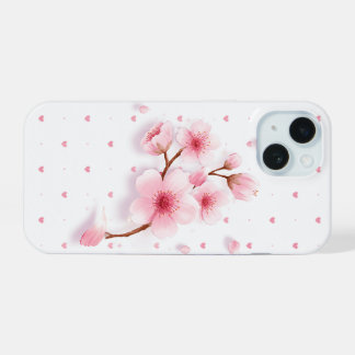 Pink cherry blossom phone case. iPhone 15 case