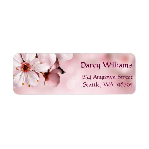 Pink Cherry blossom return address labels