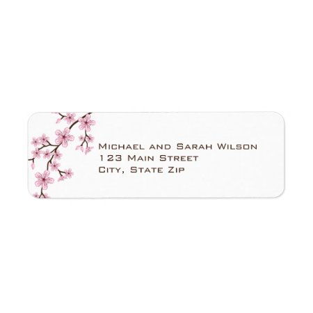 Pink Cherry Blossom Return Address Labels
