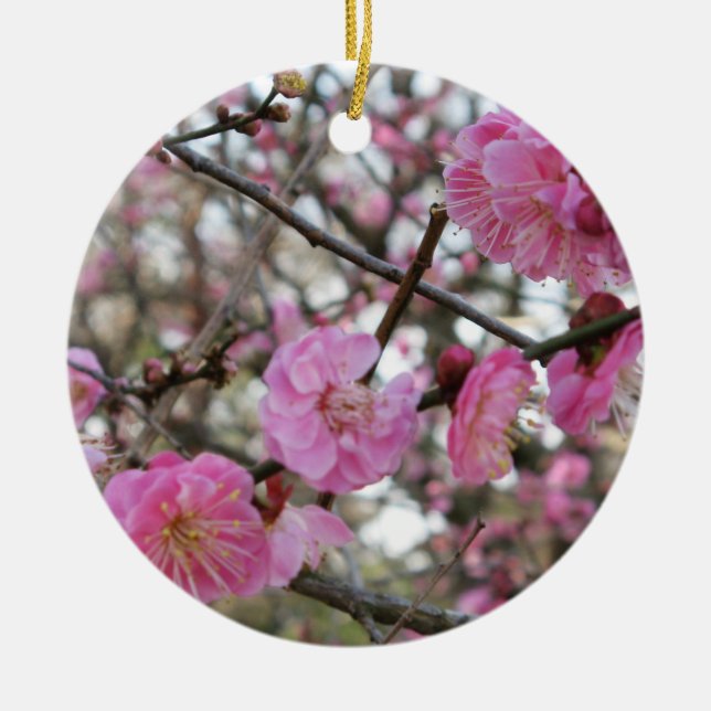 Pink Cherry Blossom / Sakura / サクラ（桜) Ceramic Ornament (Front)